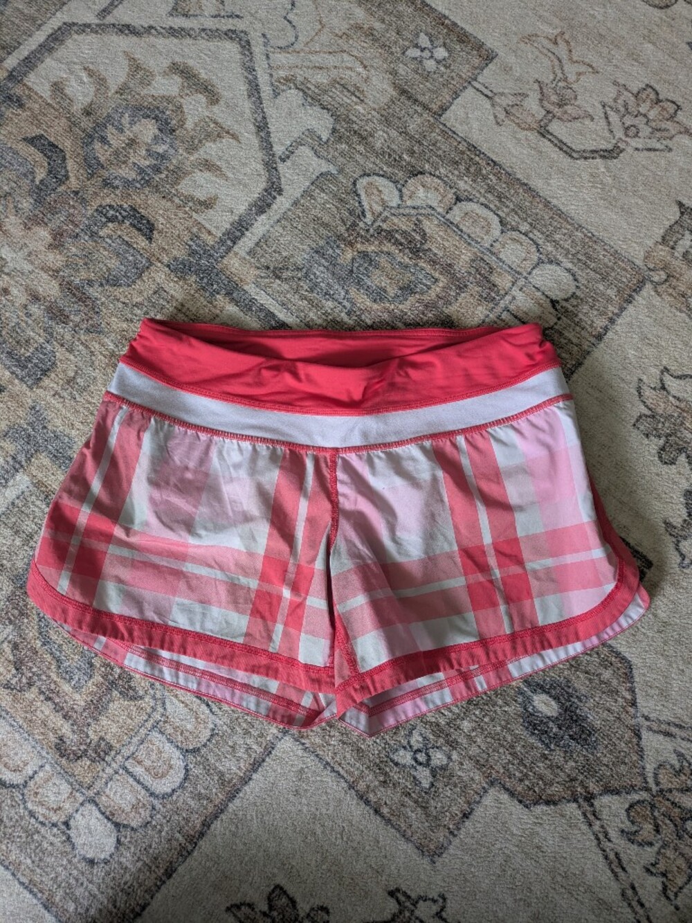 Lululemon Pink And White Striped Shorts